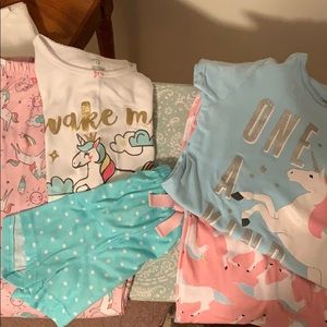 2 pairs of Unicorn pajamas